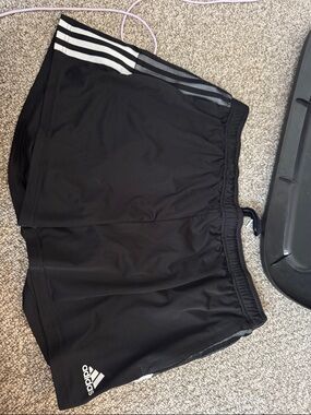 adidas Black Shorts with White Stripe Accents